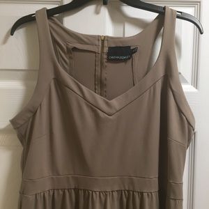 Cynthia Rowley tan dress racerback zip POCKETS XL
